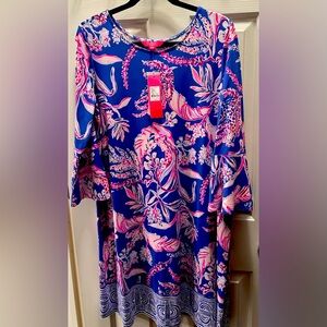 Lilly Pulitzer NWT Ophelia dress Iris Blue-Wild Within flared 3/4 sleeve-sz- XL